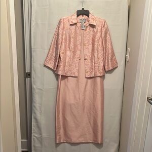 Jessica Howard Pink Floral Jacket dress midi Set USED 10P wedding worthy